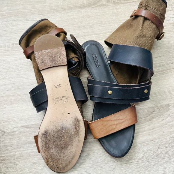 Chloe Canvas Gladiator Wrap Strappy Sandals - Picture 3 of 5